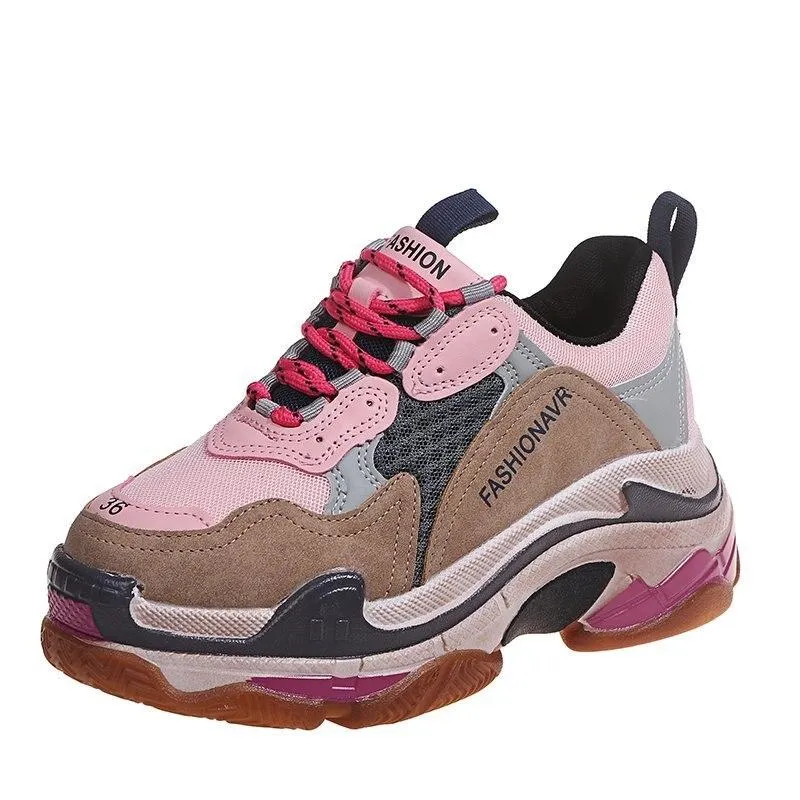 Brand Design Chunky Sneakers Trendy Women Dad Shoes Pink Spring Summer Casual Shoes Fashion Women's Sneakers Classic Trainers