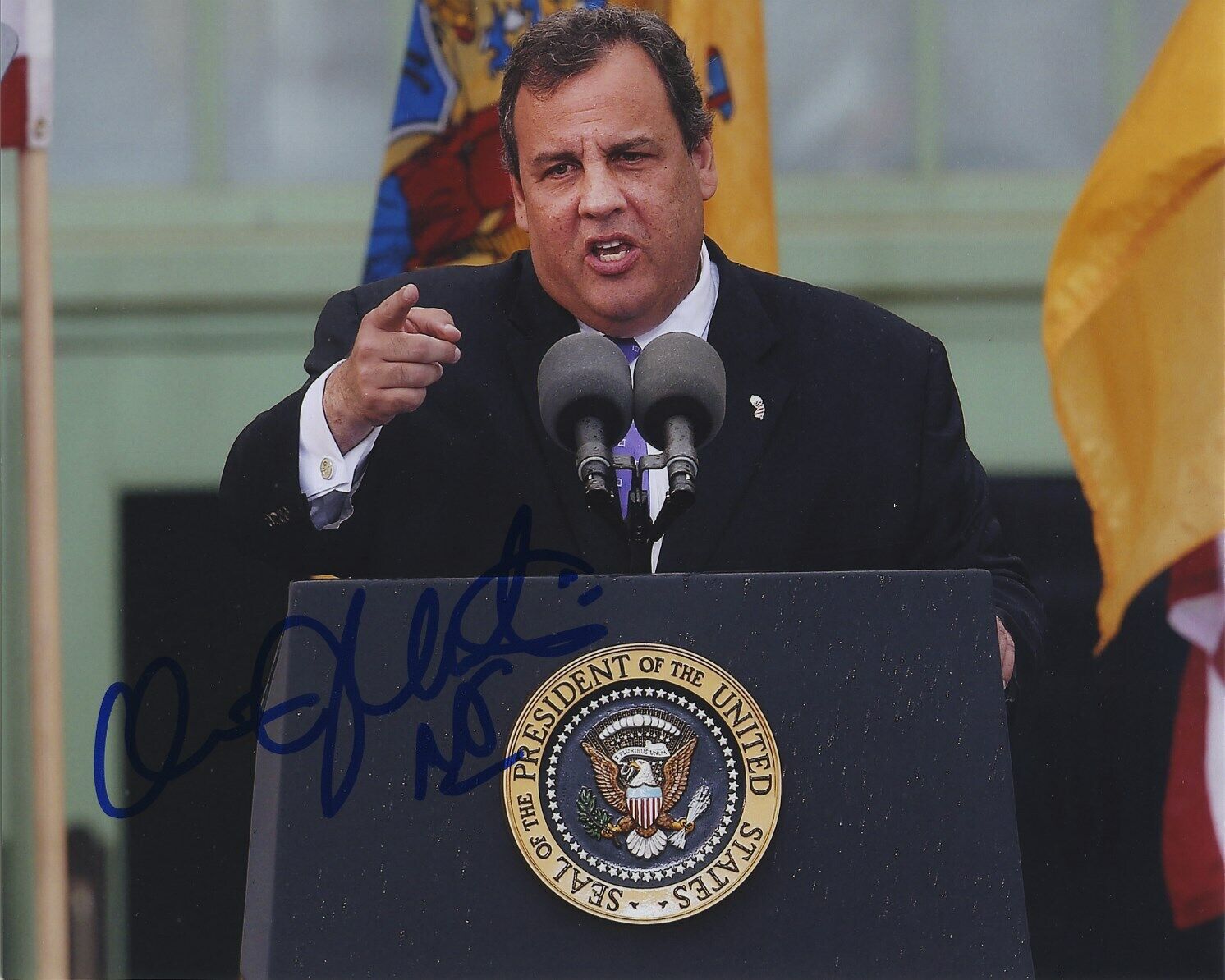 NJ GOV. CHRIS CHRISTIE SIGNED AUTOGRAPHED COLOR 8X10 Photo Poster painting POSSIBLE 2024 NOMINEE