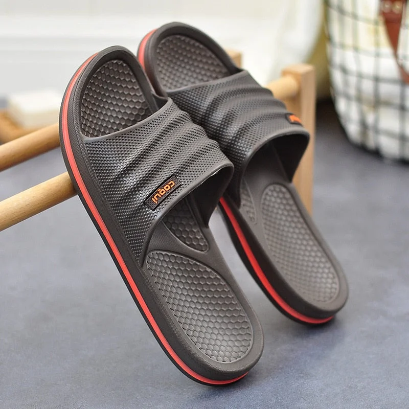 2021 Slippers for Women Floor Antiskid Summer Home Slippers Flat Bathing Indoor Stripe Slides Bathroom Non-slip Unisex Slippers