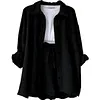 Women's Wrinkled Fabric Casual Long Sleeve Shirt High Waist Drawstring Shorts Two-piece Set