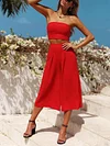 Solid Color Bandeau Wide Leg Suits