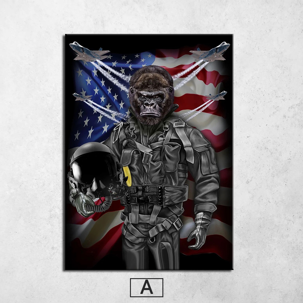 Cotton Tshirt Gorilla Riding Motorcycle Smoking Poster Monkey Boxing Canvas Painting For Living Room Wall Art Decorative Pictures Home Decor t -shirt Tee