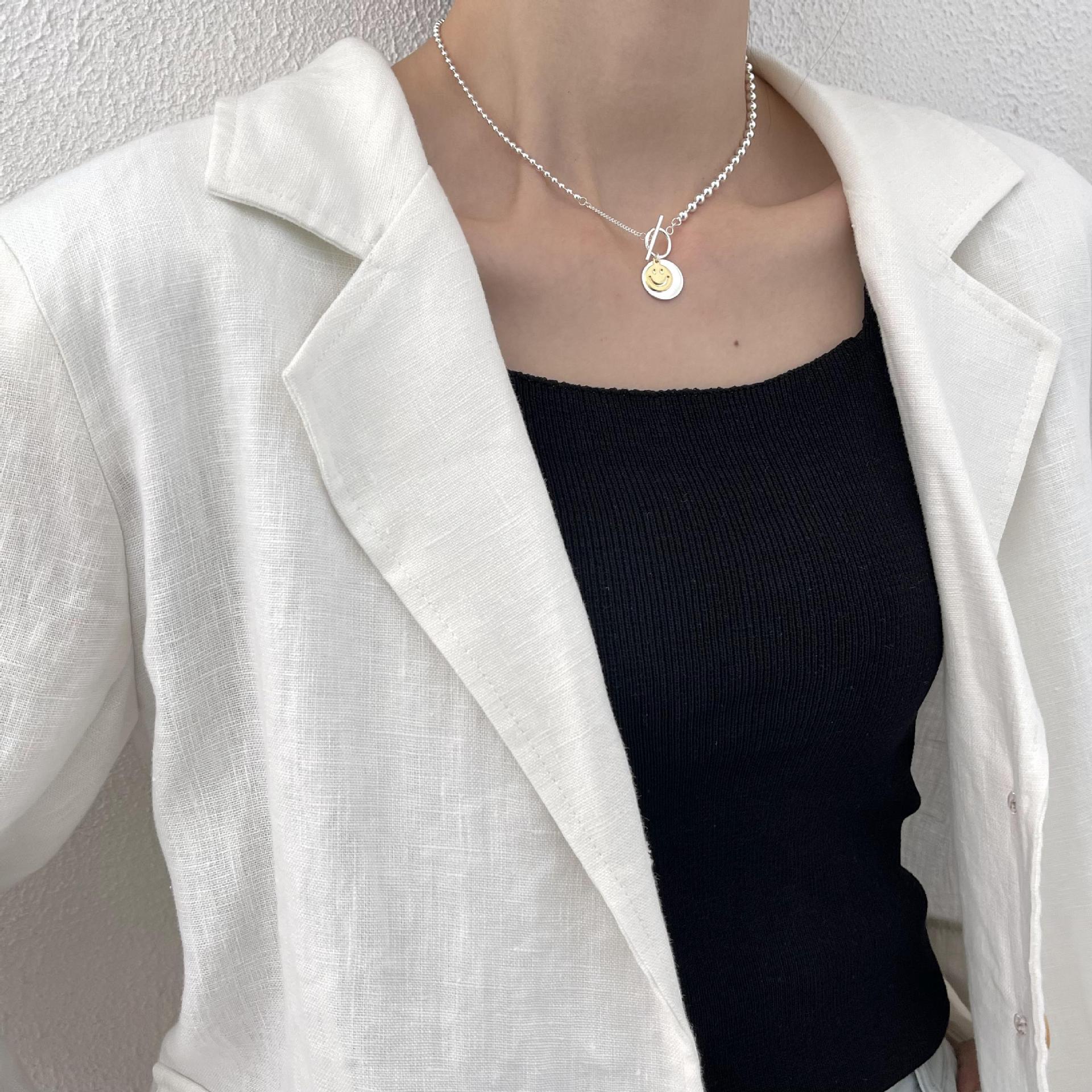 925 Sterling Silver IG Style Smile Silver Necklaces