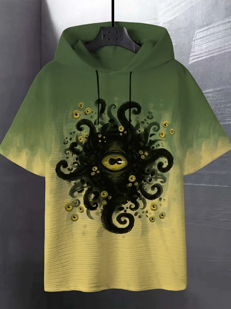 Men's Hermaeus Mora Eye Gradient Print Hooded T-Shirt