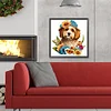 Diamond Painting -5D Full Round Drill Flower Cluster Dog
