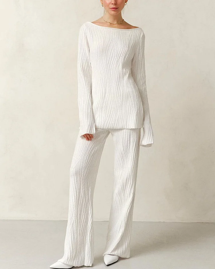 Casual Striped Knitted Two-Piece Set