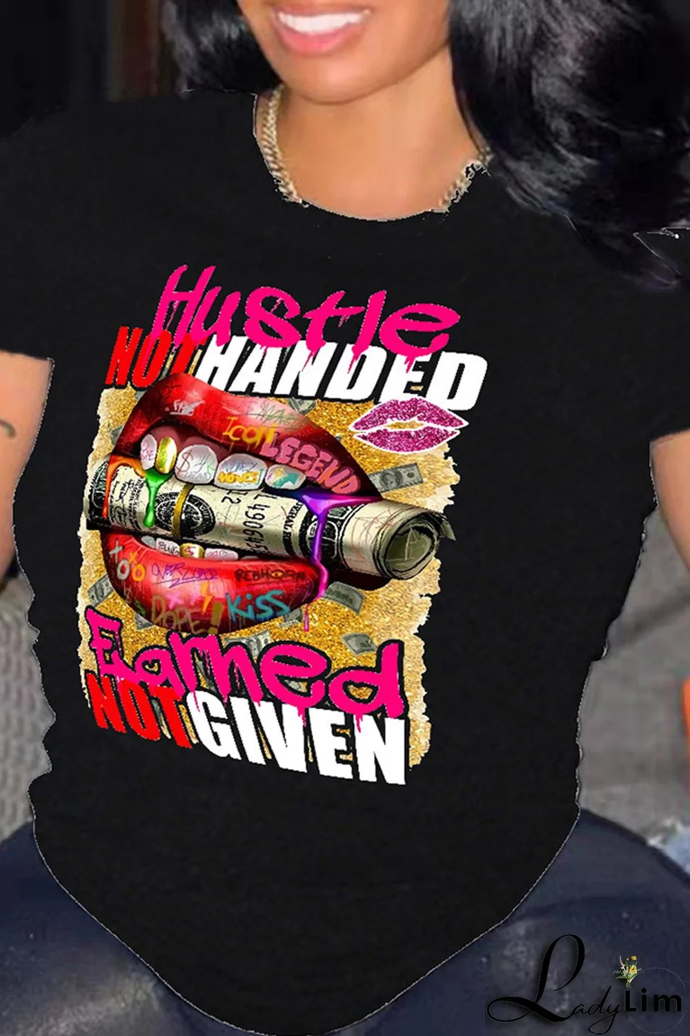 Purple Fashion Casual Print Basic O Neck T-Shirts