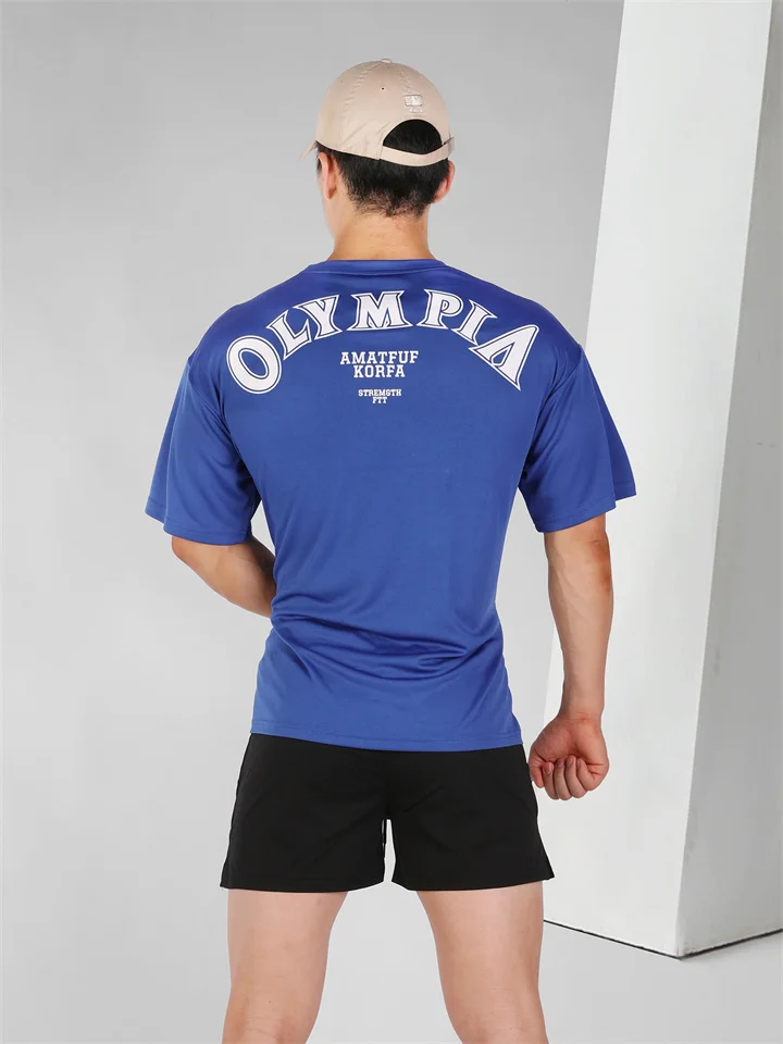Summer Fitness Short-sleeved Men's Quick Dry Mesh Korean Version of The Sports T-shirt Loose and Large Half-sleeved Sweatshirt-Mixcun