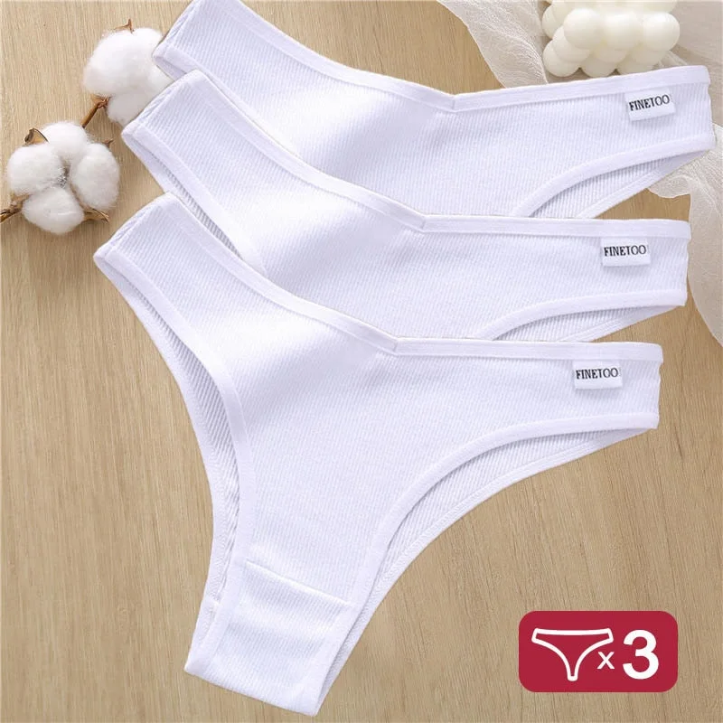 3PCS/Set Cotton Lingerie Panties Sexy Underwear Women Briefs Tangas Female Underpants Pantys Thong Panties Bikini Solid 6 Color