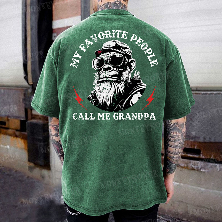 My Favorite People Call Me Grandpa Funny Washed T-Shirt