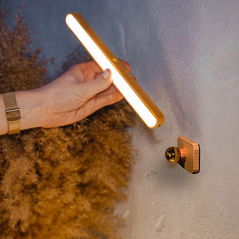 Motion Sensor Night Light - Hand-held Portable & Magnetic Smart LED Light  ｜Wood Stick with Large Battery
