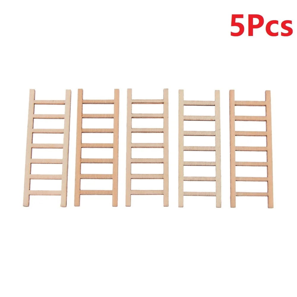 5/10pcs Mini Wooden Miniature Ladder Home Garden Ornament Fairy Lucky Doll DIY Handcraft Decoration Micro Landscape Garden Suppl