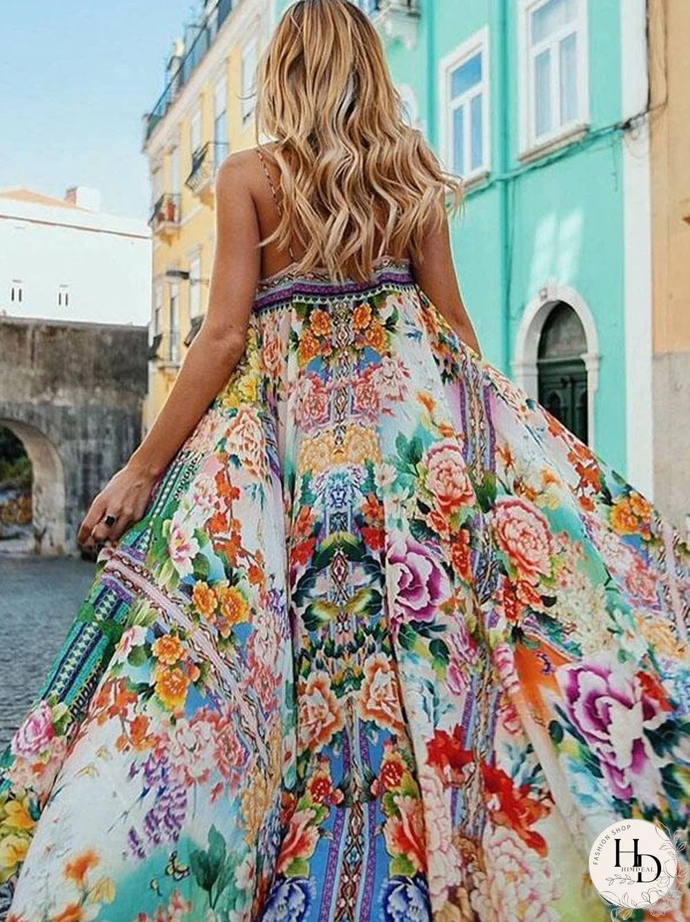 Floral Spaghetti-neck Maxi Dress