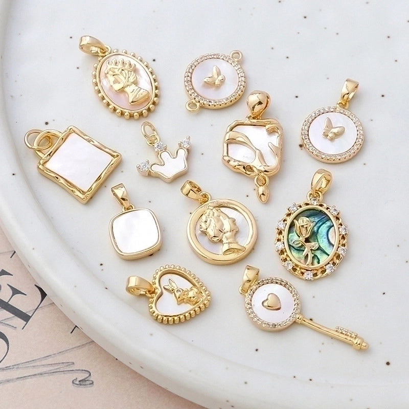 1 Piece Retro Geometric Bear Rose Copper Plating Inlay Jewelry Accessories