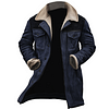 Men's Vintage Suede Patchwork Lamb Fleece Multi-Pocket Reverse Collar Outdoor Jacket Coat by Inlyline