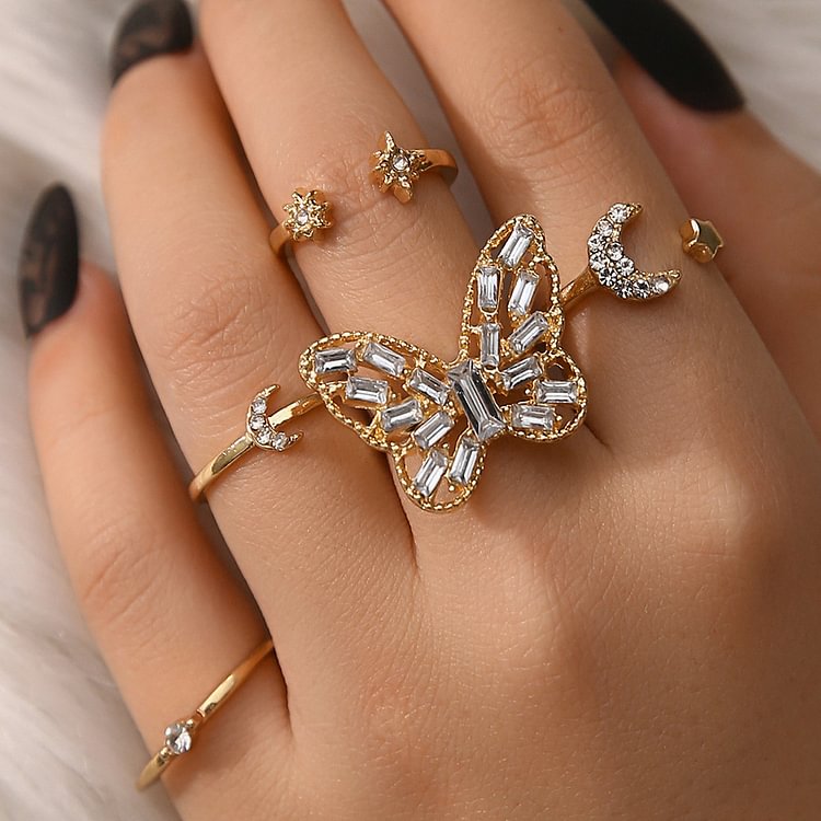 Big Butterfly Ring 5 Piece Set