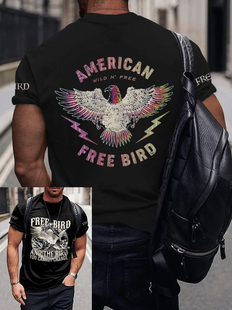 Men's American Rainbow Free Bird Rock Band Rebel Inspired T-Shirt