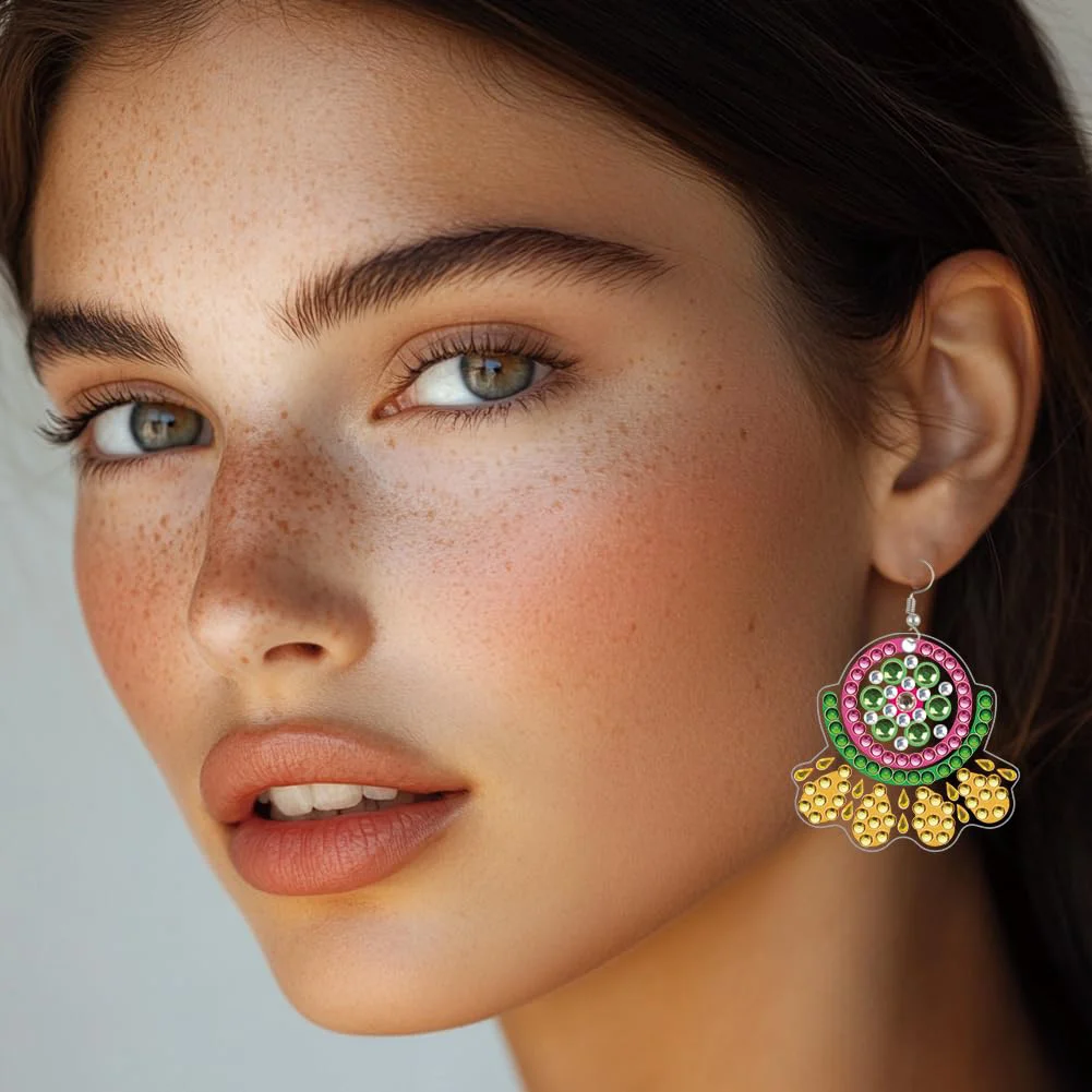 12 Pairs Pattern DIY Diamond Art Earrings Double Sided Diamond Painting Earrings