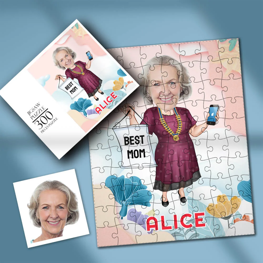 Custom Face Photo Best Mom Style Personalized Jigsaw Puzzle , Cute Gifts For Mother's Day