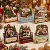6Pcs DIY Pearl Diamond Painting Christmas Cards, 3D Greeting Card Craft Kits with Resin Pearls, Handmade Holiday Cards for Adults, Christmas Gifts & Decorations