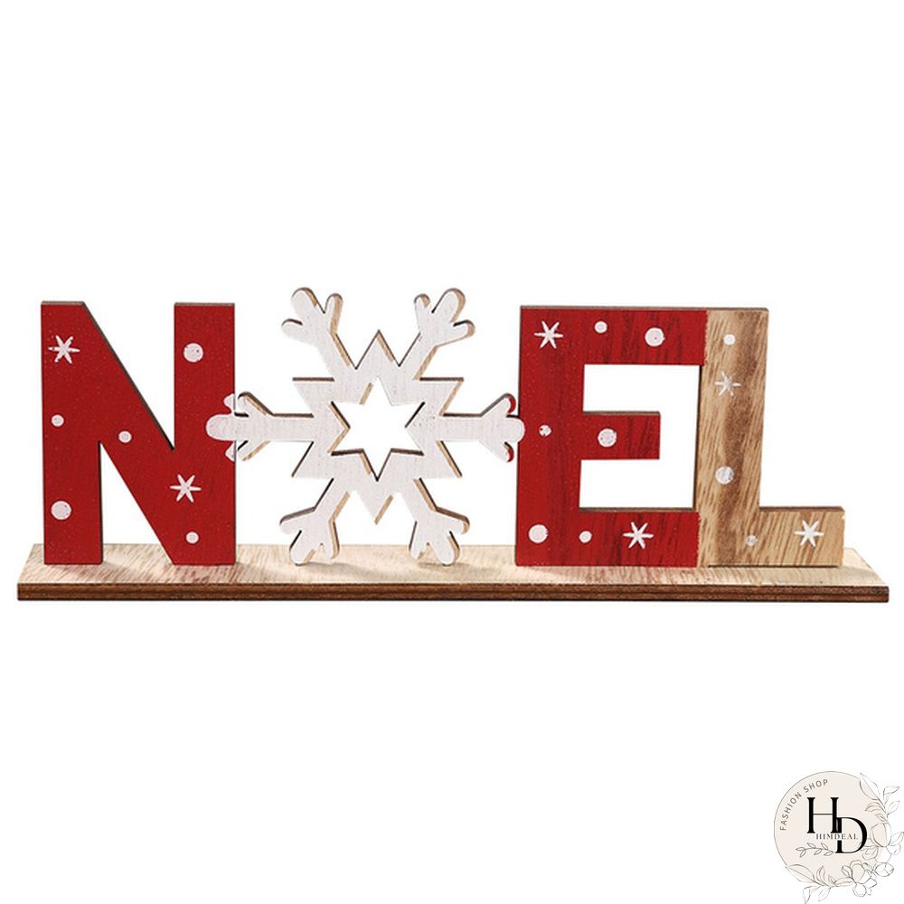 Wooden Freestanding Letters Sign Santa Claus Snowman Snowflakes Christmas Party Home Decorations Desk Xmas Table Gift