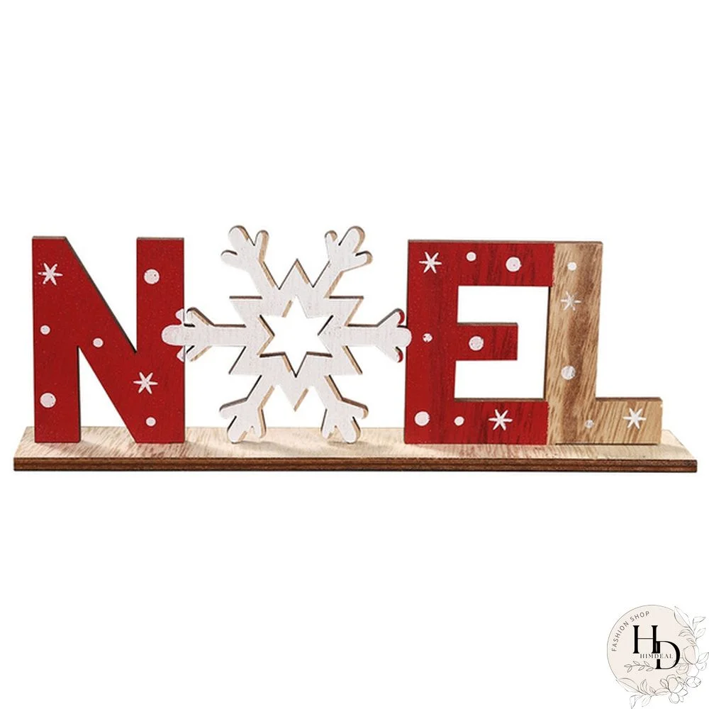 Wooden Freestanding Letters Sign Santa Claus Snowman Snowflakes Christmas Party Home Decorations Desk Xmas Table Gift
