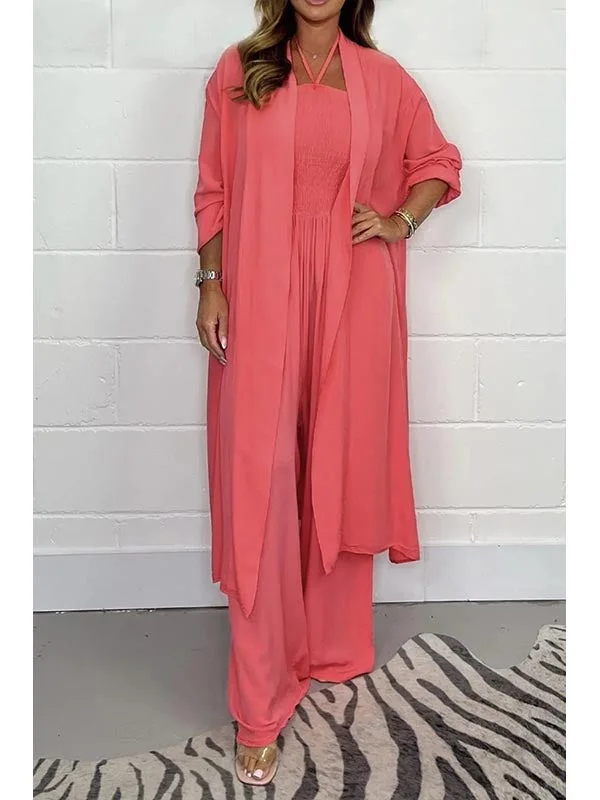 Women Halterneck Lace-Up Jumpsuit Suit