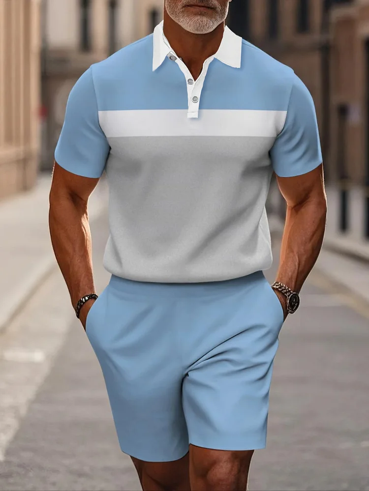 Men's Casual Fashion Refreshing Simple Polo Shirt Suit