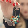 (US Local)6Pcs Acrylic Double Sided Heart Diamond Painting Keychain for Bag Decor