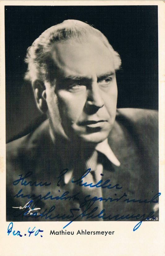 Mathieu Ahlersmeyer 1896-1979 autograph signed Photo Poster painting 3.5x5.5