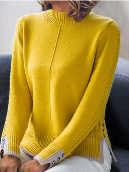 Women Casual Plain Autumn Daily Loose Long Sleeve H-Line Regular Size Sweater