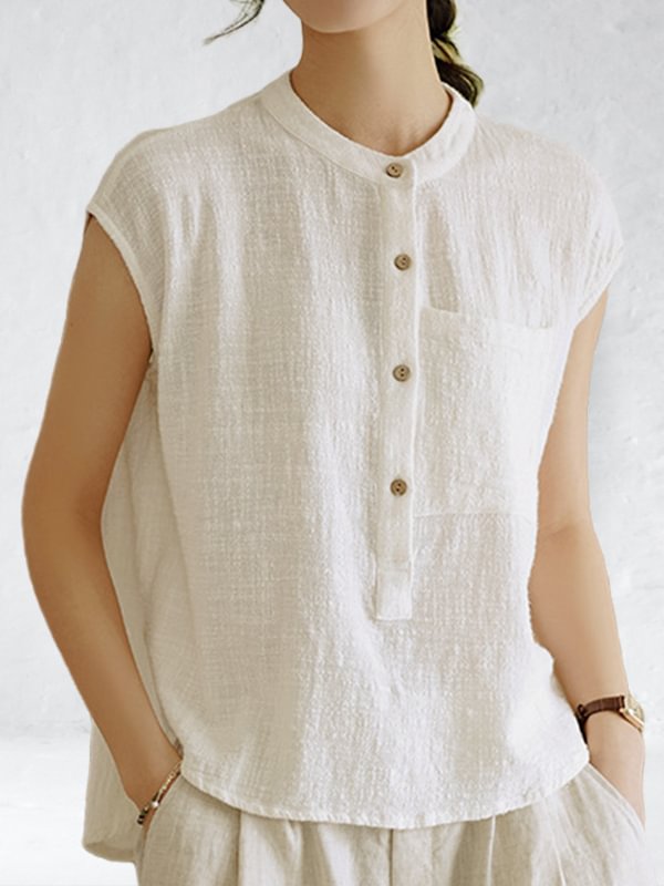 Cotton High-Low Hems Sleeveless T-Shirt