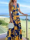 Contrast Color Sleeveless Maxi Dress
