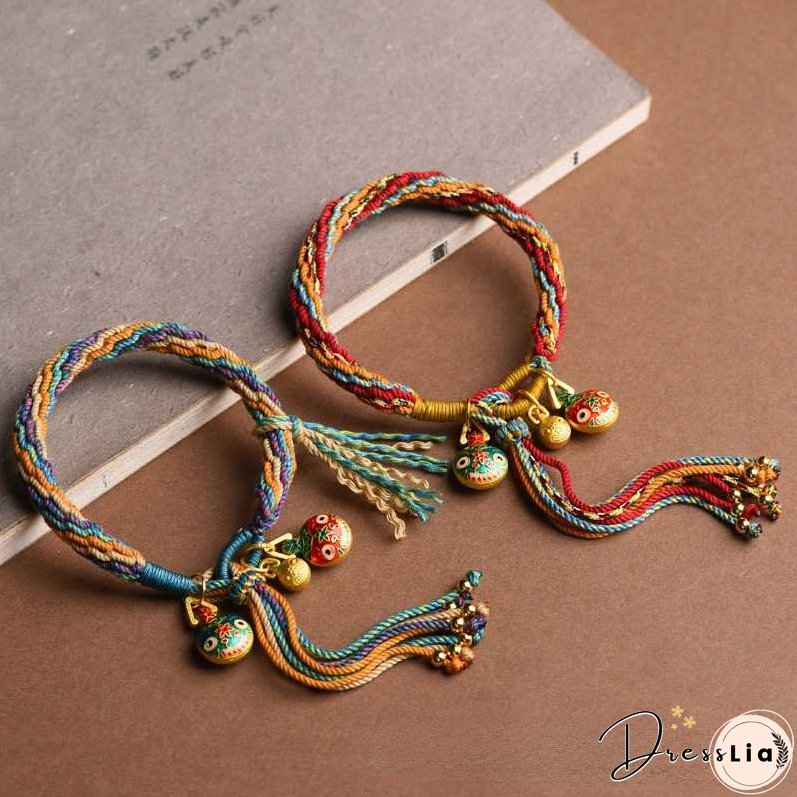 Handwoven Tibetan Style Cotton Rope Reincarnation Jewelry Bracelet Swallowing Gold Beast Hand Rope Bracelet