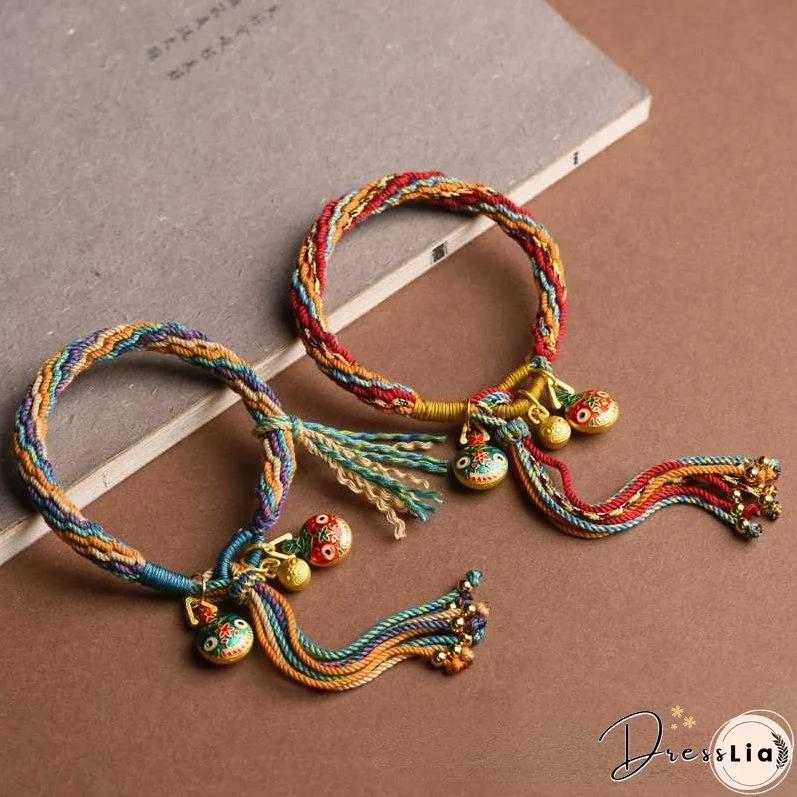 Handwoven Tibetan Style Cotton Rope Reincarnation Jewelry Bracelet Swallowing Gold Beast Hand Rope Bracelet