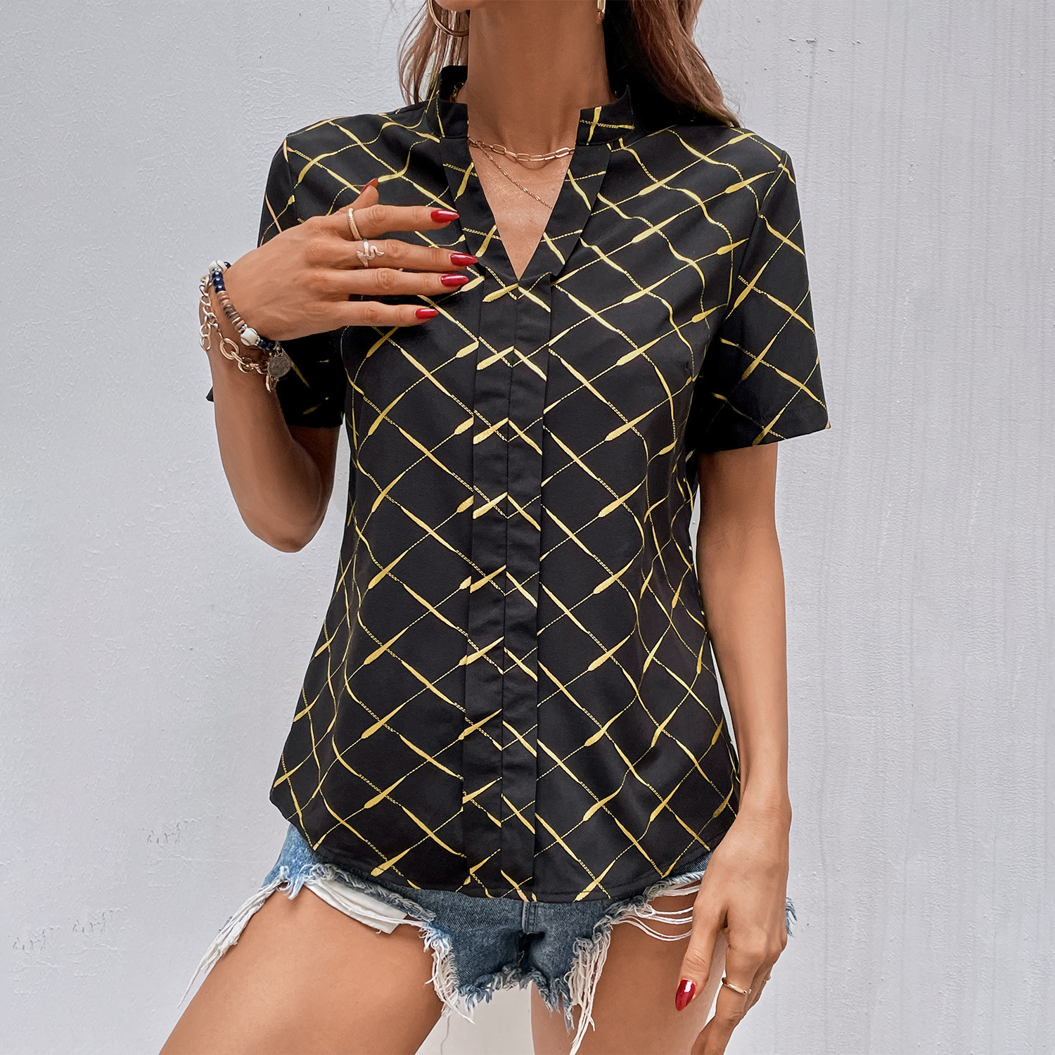 Women's Fashion Comfortable Casual Cross V-Neck Shirts