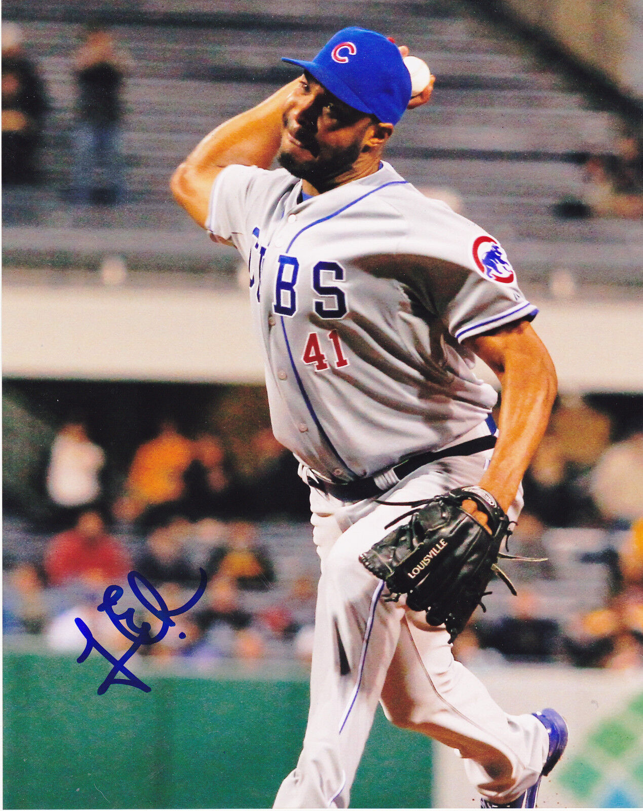 JOSE VERAS CHICAGO CUBS ACTION SIGNED 8x10