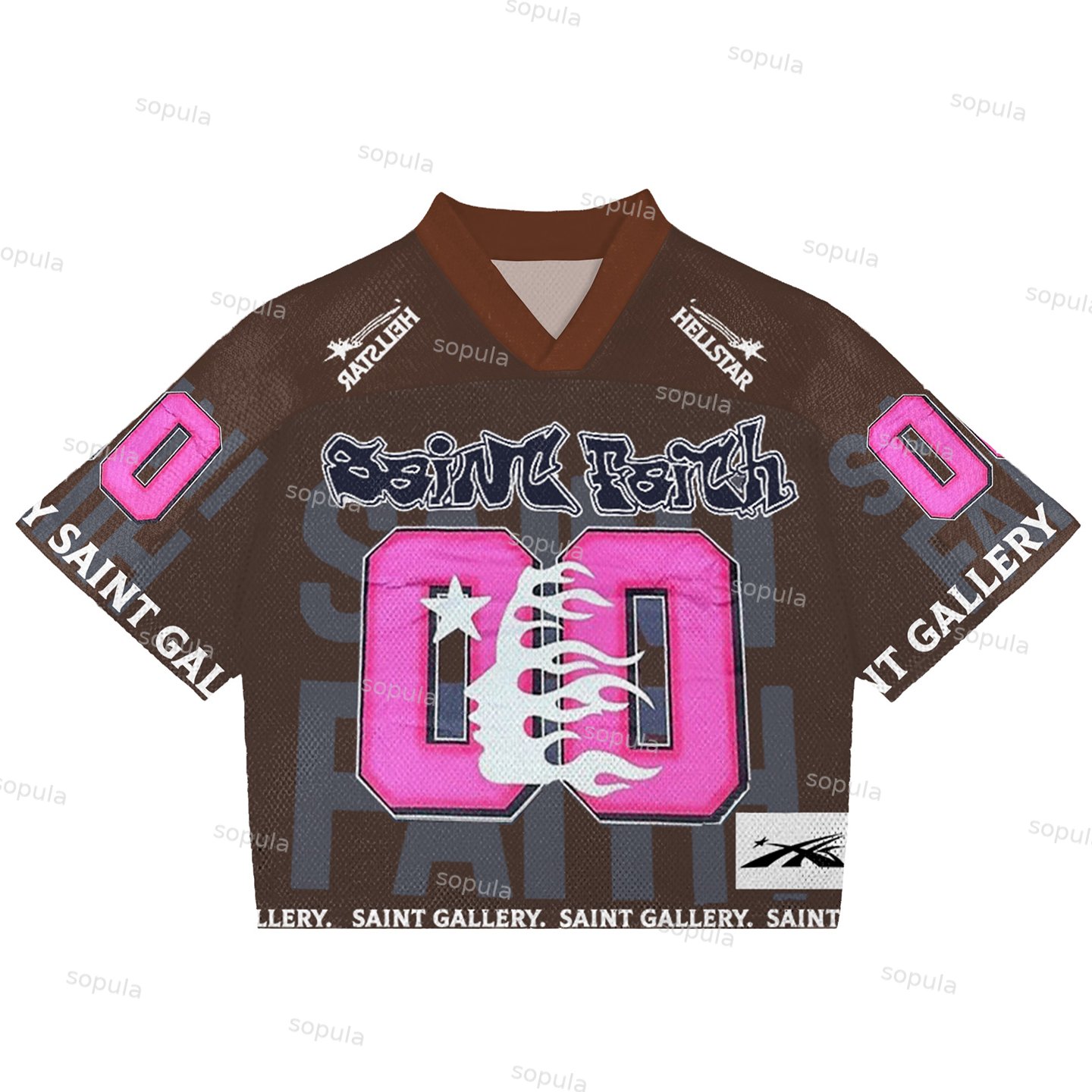 Vintage Saint Faith Graphics Blokecore Blokette Jerseyfit V-neck T-shirt - SOPULA