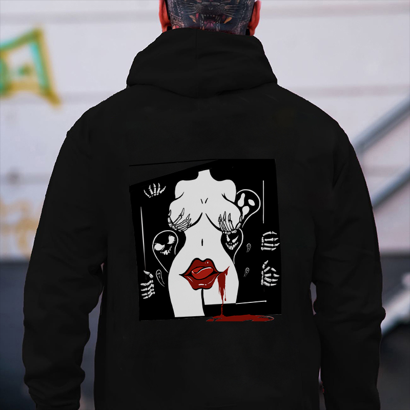 DIRTY LIPS ON VAGINAS Casual Graphic Print Hoodie