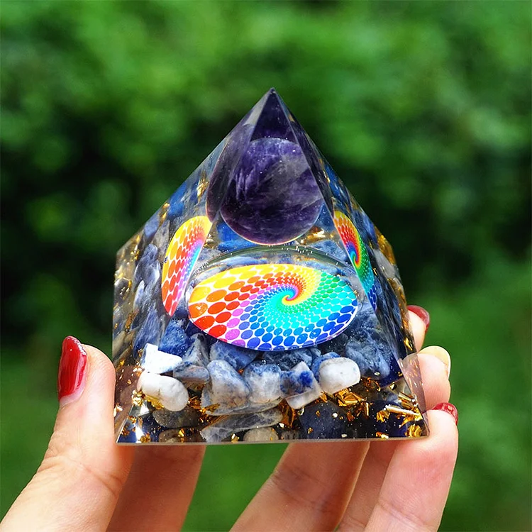 The Good Luck Rainbow Amethyst & Sodalite Orgone Pyramid