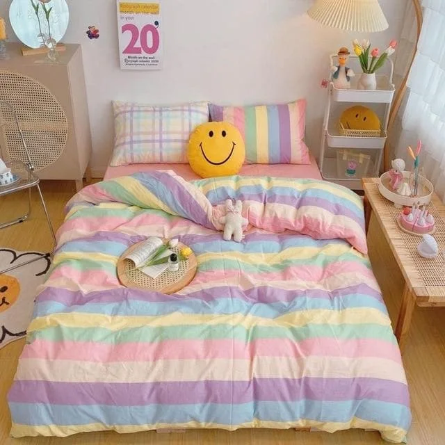 Kawaii Fashion Rainbow Bedding Set SP15710