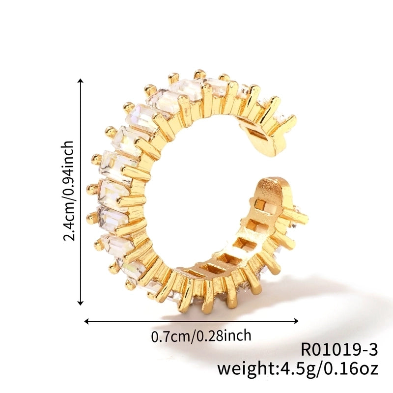 Copper K Gold Plated Rhodium Plated Inlay Round Zircon Open Rings