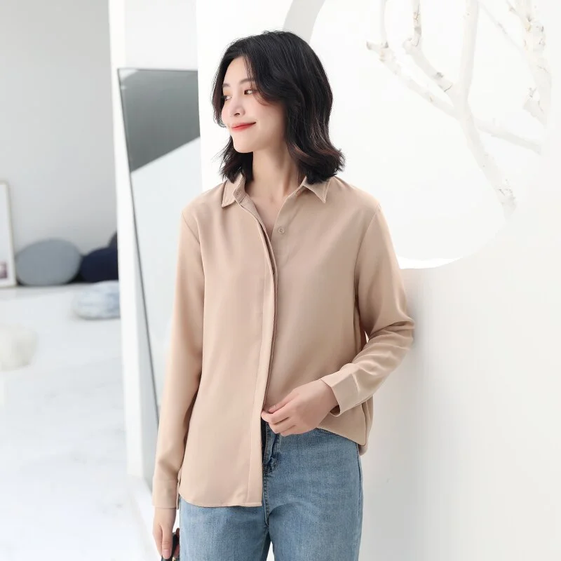 Brand Simplicity Chiffon Shirt and Tops 2021 New Women Solid Colors Casual Long Sleeve Blouse Lady Office OL Shirts Blusas