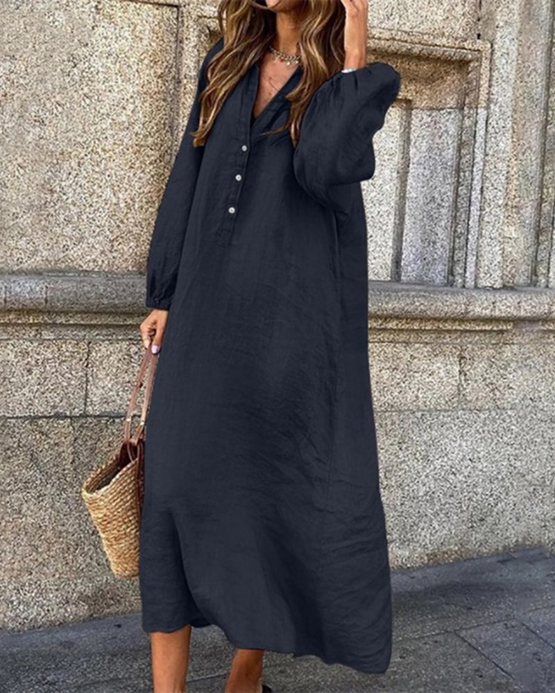 Cotton & Linen Button Sleeveless Dress