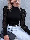 Fashion Round-Neck Applique Sexy Slim Casual T-Shirt Top