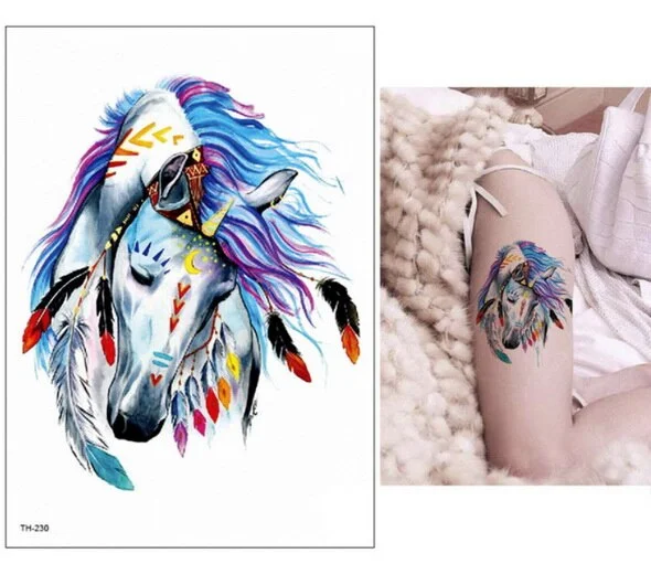 21*15cm NEW Temporary Tattoo Sticker cute leopard wolf tiger animals pattern Waterproof body art fake tattoo women men DIY paint