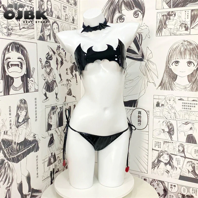 Billionm OJBK Devil Black Costume Cosplay Lingerie Role Play Outfit Leather Underwear Set Little Demon Women Unifrom Erotic Accessories