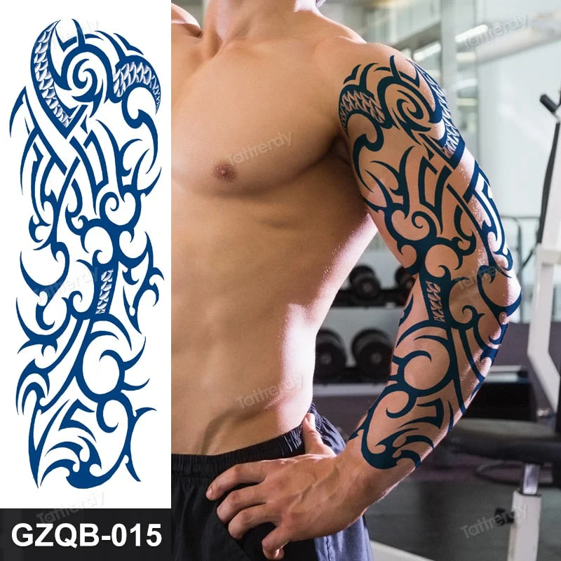 large temporary tattoos full arm sleeve tattoo men totem tribal dragon desgins long lasting tattoo waterproof safe juice ink