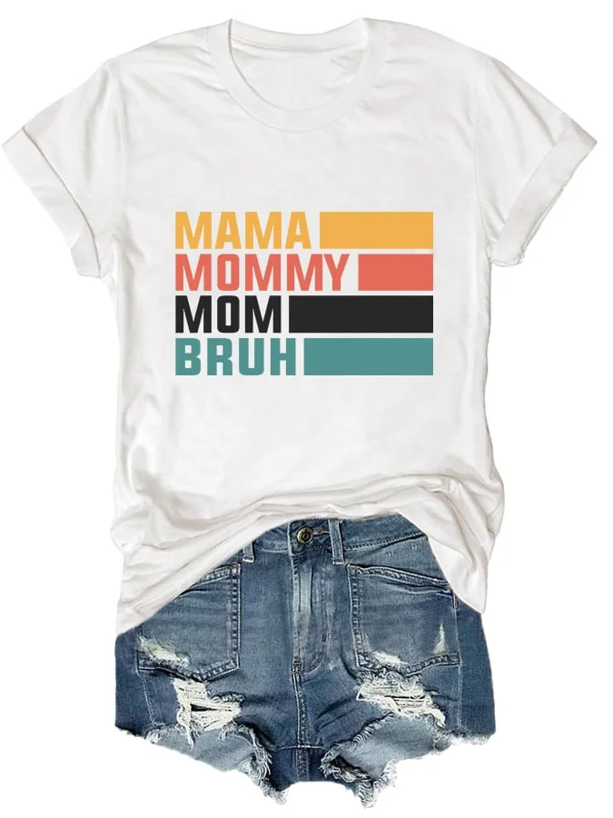 Women's Ma Mama Mom Bruh Casual Print Short Sleeve T-Shirt socialshop