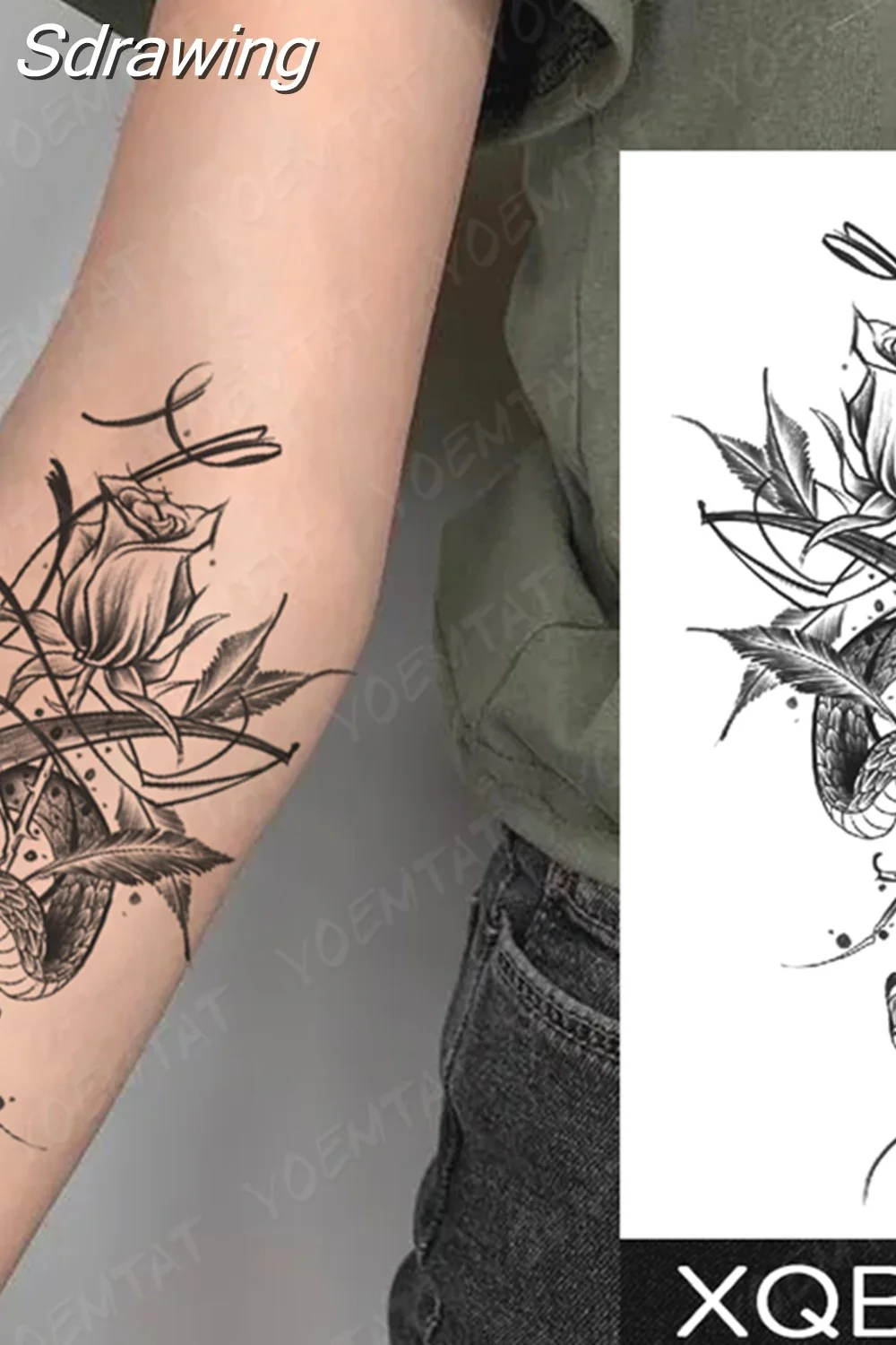 Sdrawing Temporary Tattoo Sticker Butterfly Flower Totem Flash Tatto Y2k Style Body Art Arm Leg Waist Fake Tatoo Men Women